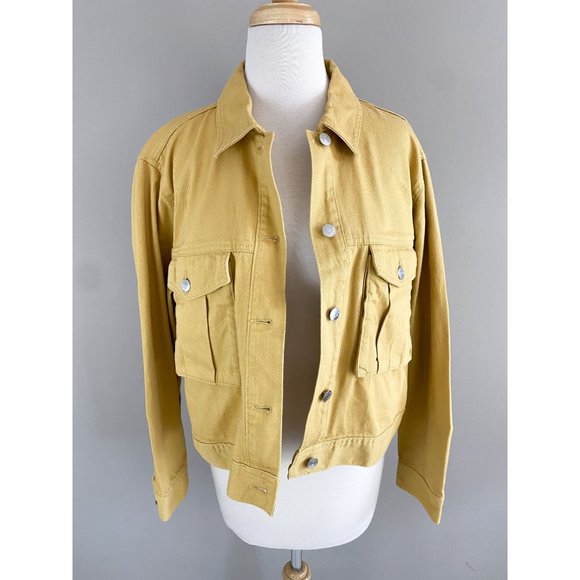 H&M Jackets & Coats Hm Mustard Yellow Denim Jacket Large Nwt Poshmark